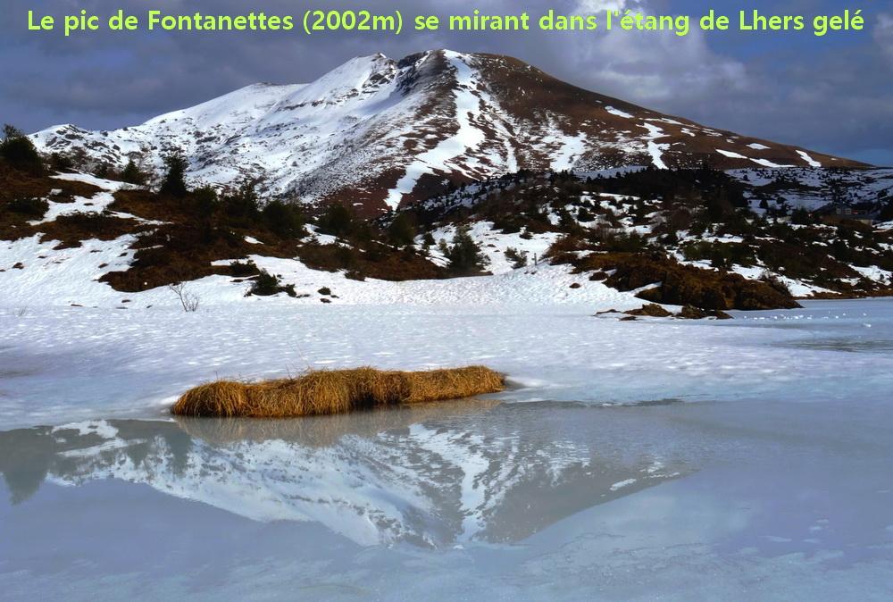 Le pic de fontanettes 2002m se mirant dans l etang de lhers gele